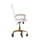 White LeatherSoft/Gold Frame |#| Executive Chair with Gold Frame & Arms on Skate Wheels - White LeatherSoft