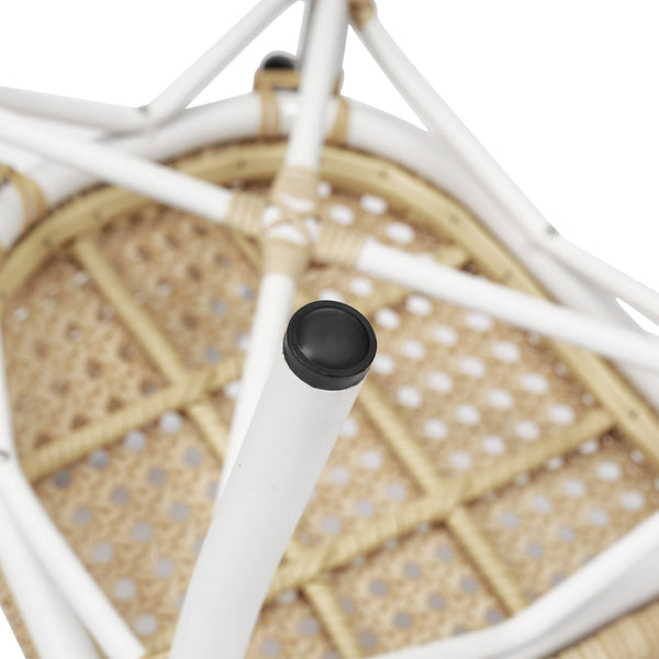 Natural/White Frame |#| All-Weather Commercial Paris Chair with White Metal Frame-Natural