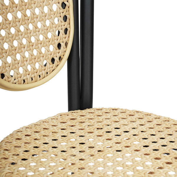 Natural/Black Frame |#| All-Weather Commercial Paris Chair with Black Metal Frame-Natural
