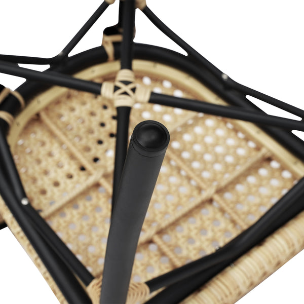 Natural/Black Frame |#| All-Weather Commercial Paris Chair with Black Metal Frame-Natural