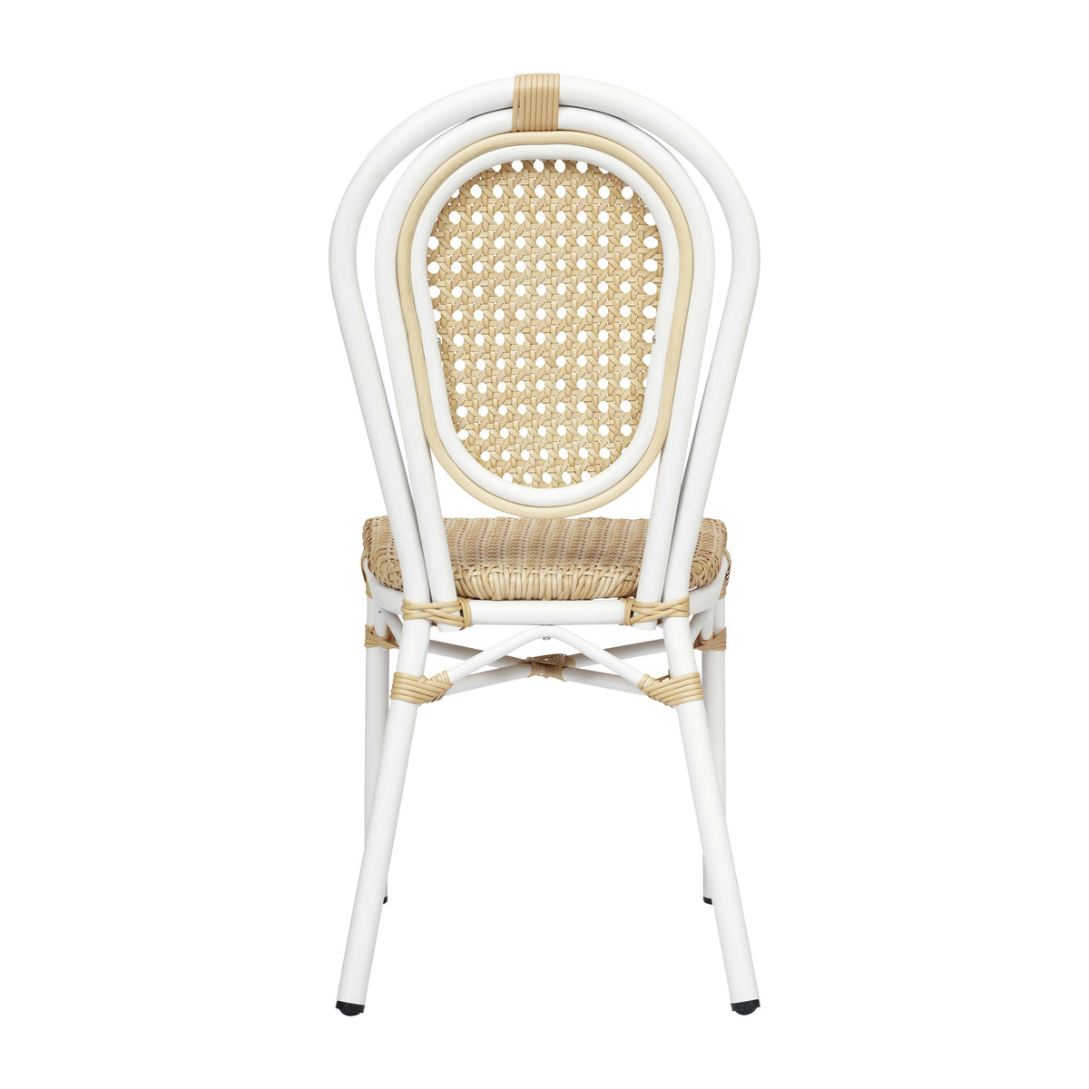 Natural/White Frame |#| All-Weather Commercial Paris Chair with White Metal Frame-Natural