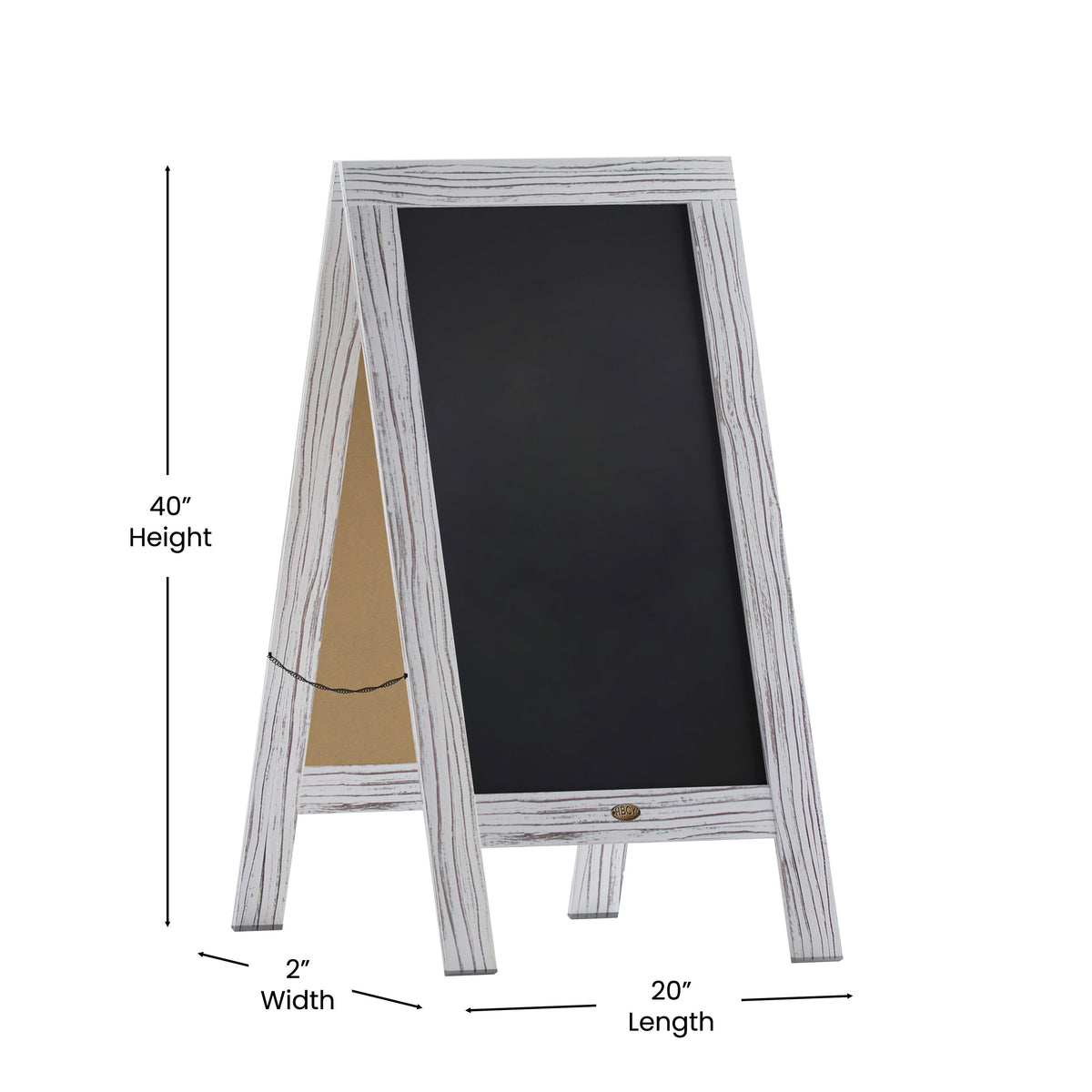 White Wash,40inchH x 20inchW |#| Whitewashed Wood A-Frame Magnetic Chalkboard Set-Markers, Stencils, and Magnets