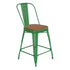 Carly Commercial Grade 24" High Metal Indoor-Outdoor Counter Height Stool with Back and Polystyrene Seat