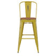 Yellow/Teak |#| All-Weather Bar Height Stool with Poly Resin Seat - Yellow/Teak