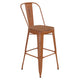 Orange/Teak |#| All-Weather Bar Height Stool with Poly Resin Seat - Orange/Teak