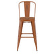 Orange/Teak |#| All-Weather Bar Height Stool with Poly Resin Seat - Orange/Teak
