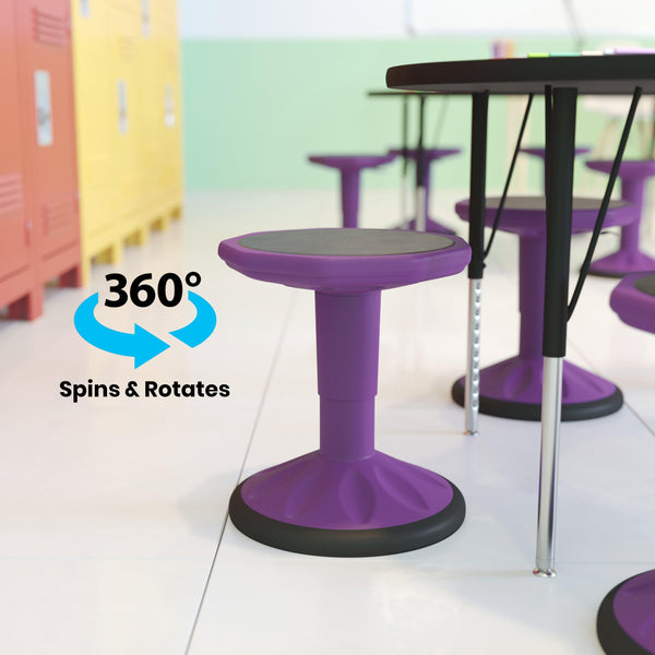 Purple |#| Kids Adjustable Height Active Learning Stool for Classroom and Home in Purple