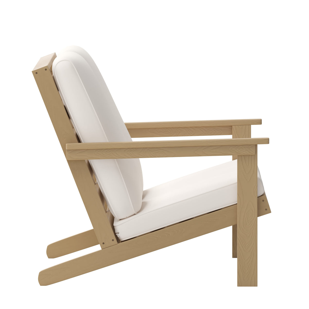Natural Cedar/Cream |#| All-Weather Poly Resin Adirondack Loveseat & Cushions - Natural Cedar/Cream