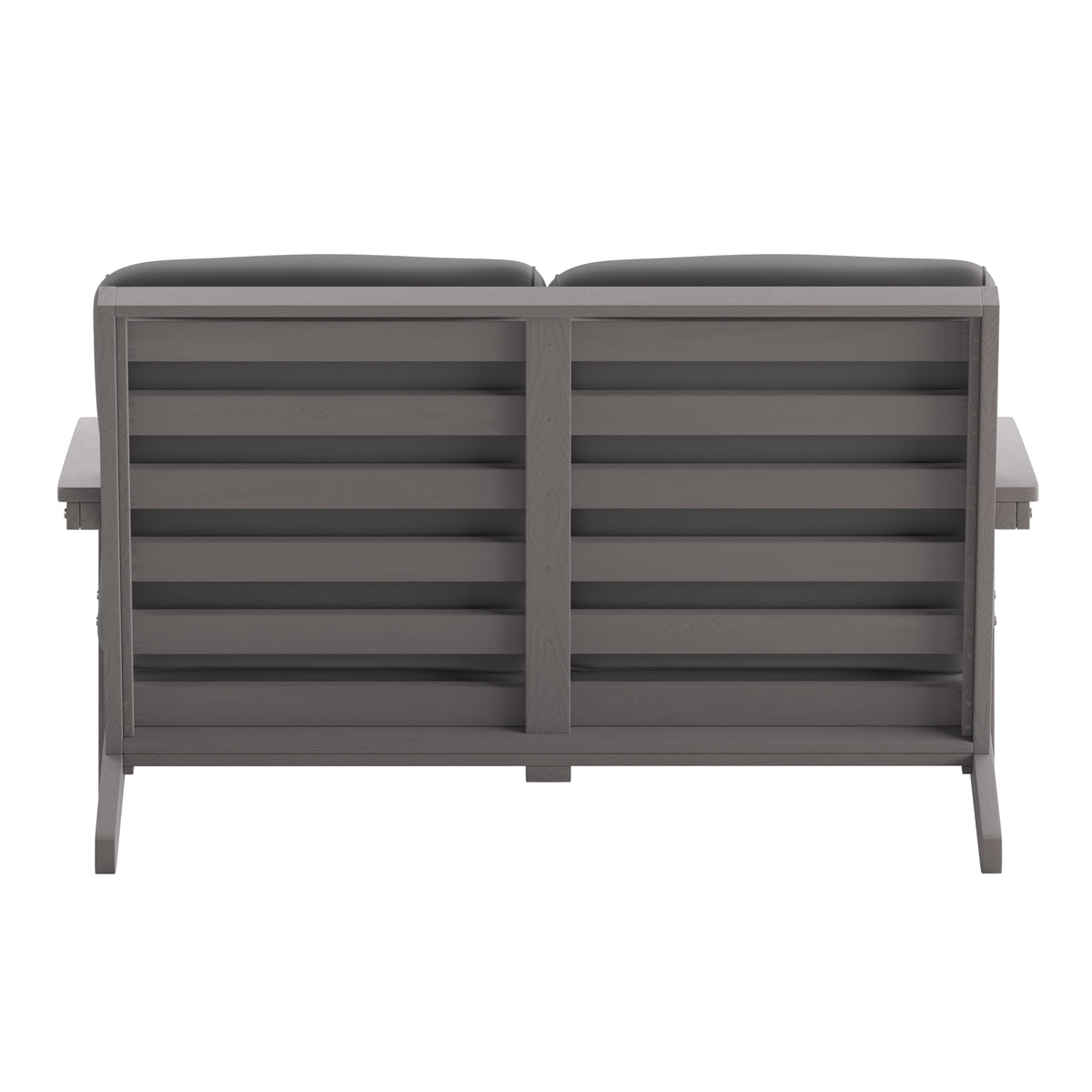 Gray |#| All-Weather Poly Resin Adirondack Loveseat & Cushions - Gray/Gray