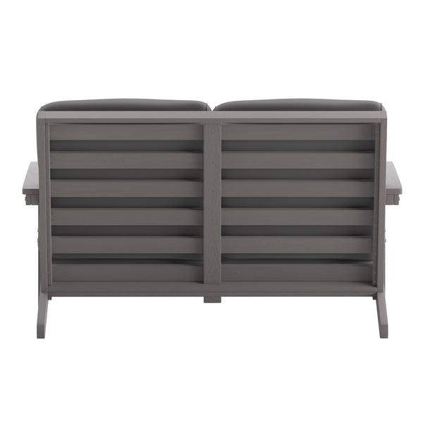 Gray |#| All-Weather Poly Resin Adirondack Loveseat & Cushions - Gray/Gray