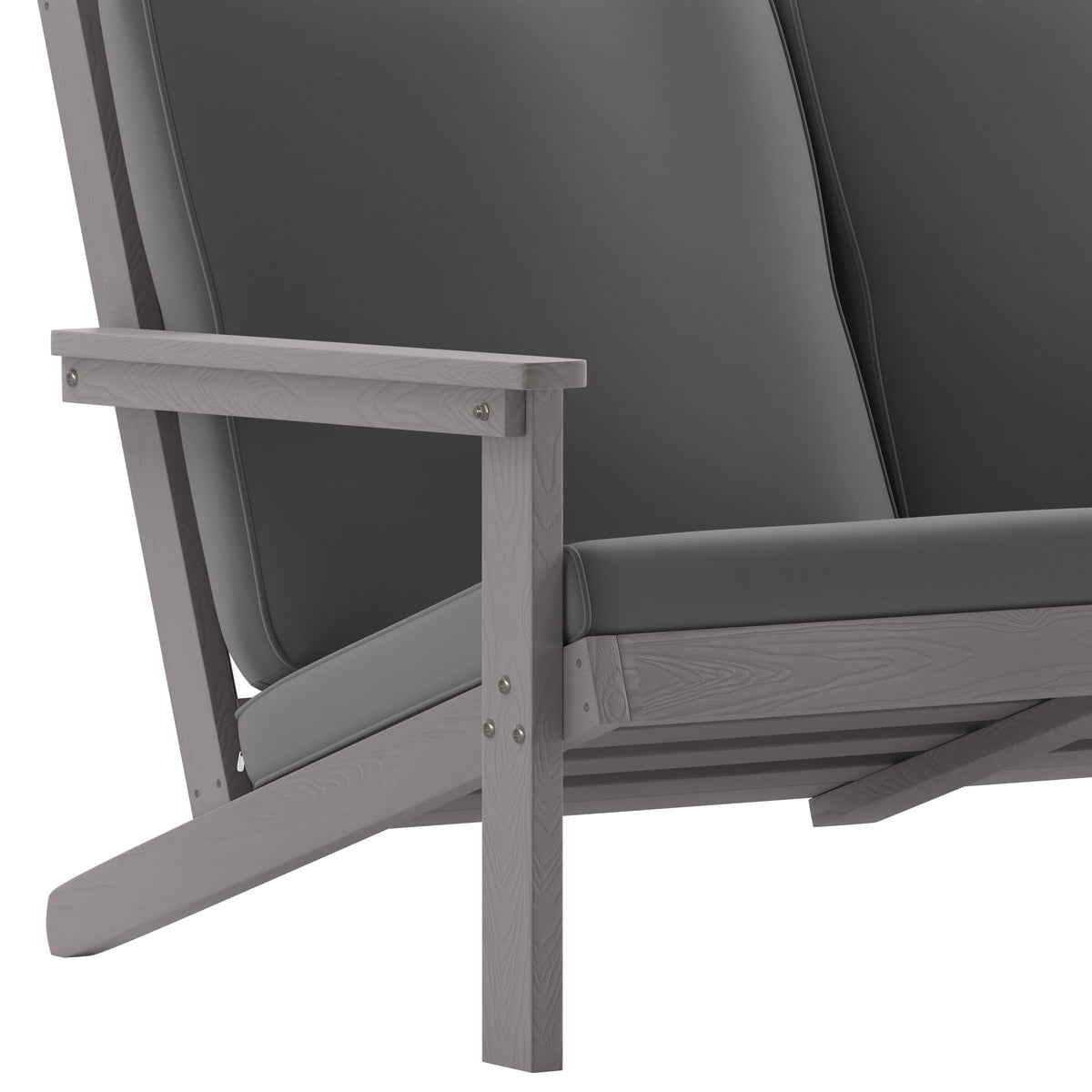 Gray |#| All-Weather Poly Resin Adirondack Loveseat & Cushions - Gray/Gray