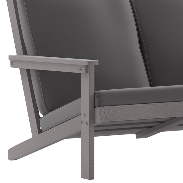 Gray |#| All-Weather Poly Resin Adirondack Loveseat & Cushions - Gray/Gray