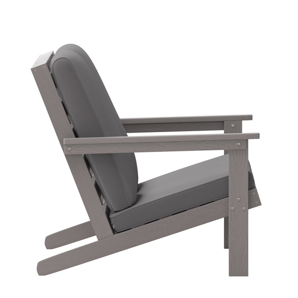 Gray |#| All-Weather Poly Resin Adirondack Loveseat & Cushions - Gray/Gray