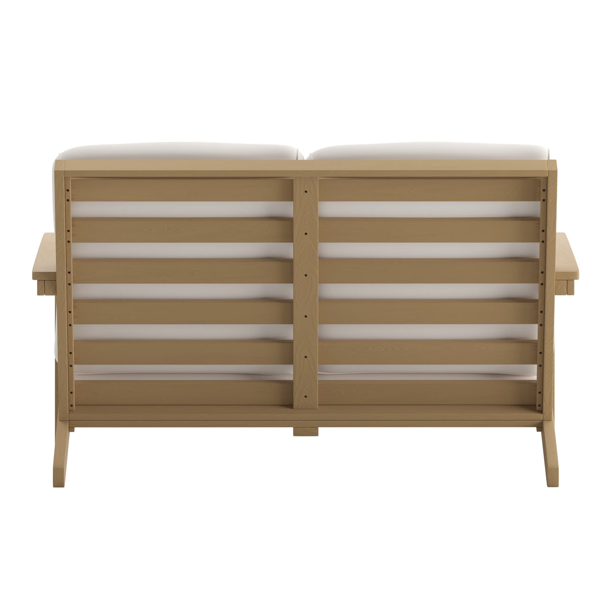 Natural Cedar/Cream |#| All-Weather Poly Resin Adirondack Loveseat & Cushions - Natural Cedar/Cream