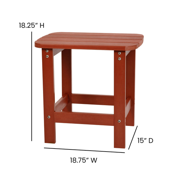 Red |#| All-Weather Poly Resin Adirondack Side Table in Red - Patio Table