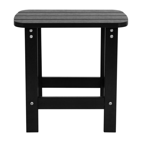 Black |#| All-Weather Poly Resin Adirondack Side Table in Black - Patio Table