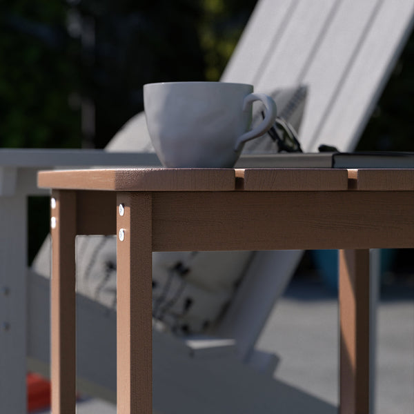 Natural Cedar |#| All-Weather Poly Resin Adirondack Side Table in Natural Cedar - Patio Table