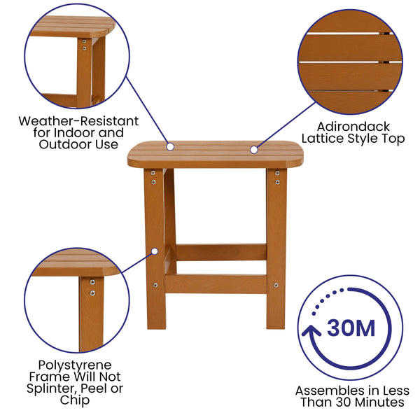 Teak |#| All-Weather Poly Resin Adirondack Side Table in Teak - Patio Table