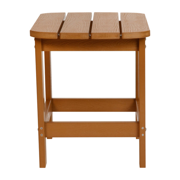 Teak |#| All-Weather Poly Resin Adirondack Side Table in Teak - Patio Table