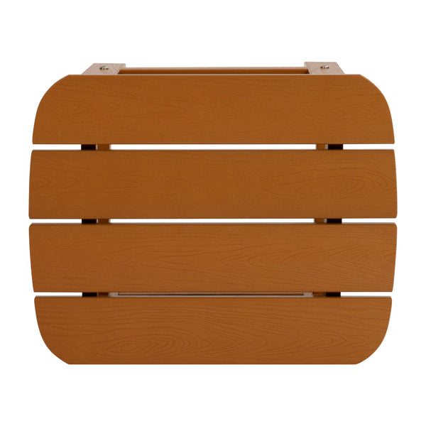 Teak |#| All-Weather Poly Resin Adirondack Side Table in Teak - Patio Table