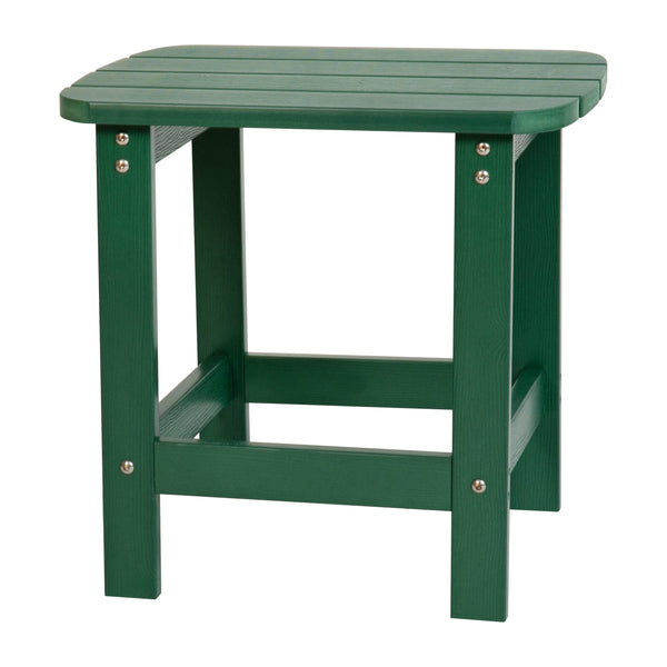 Green |#| All-Weather Poly Resin Adirondack Side Table in Green - Patio Table