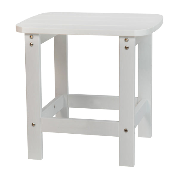 White |#| All-Weather Poly Resin Adirondack Side Table in White - Patio Table