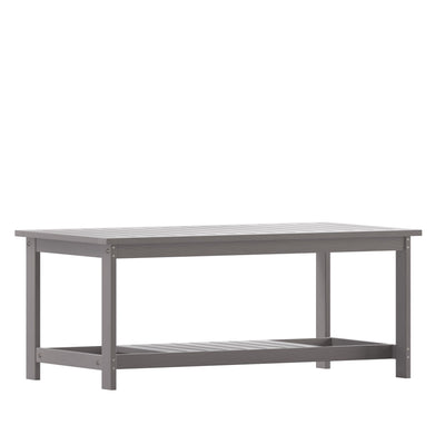 Charlestown All-Weather Poly Resin Wood Two Tiered Commercial Grade Adirondack Slatted Coffee Conversation Table - View 1
