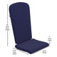 White/Blue |#| Indoor/Outdoor White Folding Adirondack Chairs with Blue Cushions - Set of 2