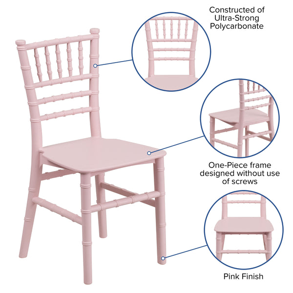 Pink |#| Child's Classic Resin Chiavari Chair for All Occasions in Pink