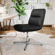 Black LeatherSoft/Chrome Frame |#| Commercial Mid-Back Padded LeatherSoft Swivel Office Chair in Black/Chrome