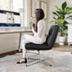 Black LeatherSoft/Chrome Frame |#| Commercial Mid-Back Padded LeatherSoft Swivel Office Chair in Black/Chrome