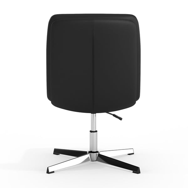 Black LeatherSoft/Chrome Frame |#| Commercial Mid-Back Padded LeatherSoft Swivel Office Chair in Black/Chrome