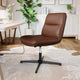 Cognac LeatherSoft/Black Frame |#| Commercial Mid-Back Padded LeatherSoft Swivel Office Chair in Cognac/Black