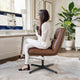 Cognac LeatherSoft/Black Frame |#| Commercial Mid-Back Padded LeatherSoft Swivel Office Chair in Cognac/Black