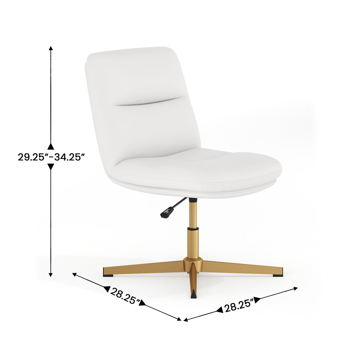 White LeatherSoft/Gold Frame |#| Commercial Mid-Back Padded LeatherSoft Swivel Office Chair in White/Gold