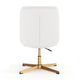 White LeatherSoft/Gold Frame |#| Commercial Mid-Back Padded LeatherSoft Swivel Office Chair in White/Gold