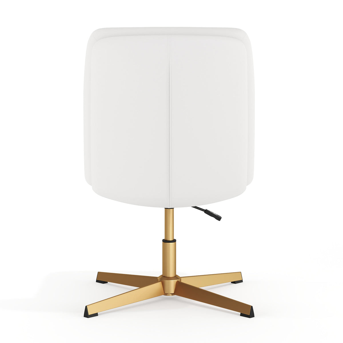 White LeatherSoft/Gold Frame |#| Commercial Mid-Back Padded LeatherSoft Swivel Office Chair in White/Gold