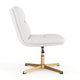 White LeatherSoft/Gold Frame |#| Commercial Mid-Back Padded LeatherSoft Swivel Office Chair in White/Gold