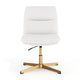 White LeatherSoft/Gold Frame |#| Commercial Mid-Back Padded LeatherSoft Swivel Office Chair in White/Gold