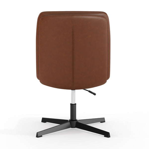 Cognac LeatherSoft/Black Frame |#| Commercial Mid-Back Padded LeatherSoft Swivel Office Chair in Cognac/Black