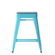 Teal-Blue Resin Wood Seat/Teal Frame |#| All-Weather Teal Commercial Backless Counter Stools-Teal Poly Seat-4 PK