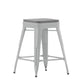 Gray Resin Wood Seat/Silver Frame |#| All-Weather Silver Commercial Backless Counter Stools-Gray Poly Seat-4 PK