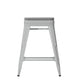 Gray Resin Wood Seat/Silver Frame |#| All-Weather Silver Commercial Backless Counter Stools-Gray Poly Seat-4 PK