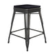 Black Resin Wood Seat/Black Frame |#| All-Weather Black Commercial Backless Counter Stools-Black Poly Seat-4 PK