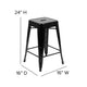 Black Resin Wood Seat/Black Frame |#| All-Weather Black Commercial Backless Counter Stools-Black Poly Seat-4 PK