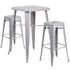 Commercial Grade 23.75" Square Metal Indoor-Outdoor Bar Table Set with 2 Square Seat Backless Stools