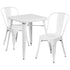 Commercial Grade 23.75" Square Metal Indoor-Outdoor Table Set with 2 Stack Chairs