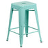 Commercial Grade 24" High Backless Metal Indoor-Outdoor Counter Height Stool with Square Seat