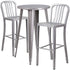 Commercial Grade 24" Round Metal Indoor-Outdoor Bar Table Set with 2 Vertical Slat Back Stools