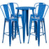 Commercial Grade 24" Round Metal Indoor-Outdoor Bar Table Set with 4 Cafe Stools